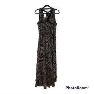 White House Black Market Size 8 Zebra Print High Low Ruffle Dress